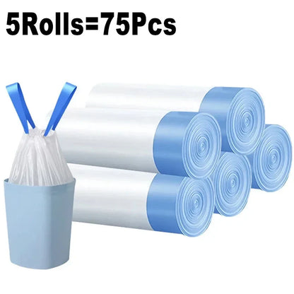 Drawstring Garbage Bag Household Portable Kitchen, Thickened Large Student Dormitory, Automatic Closing Thick Plastic Bag.