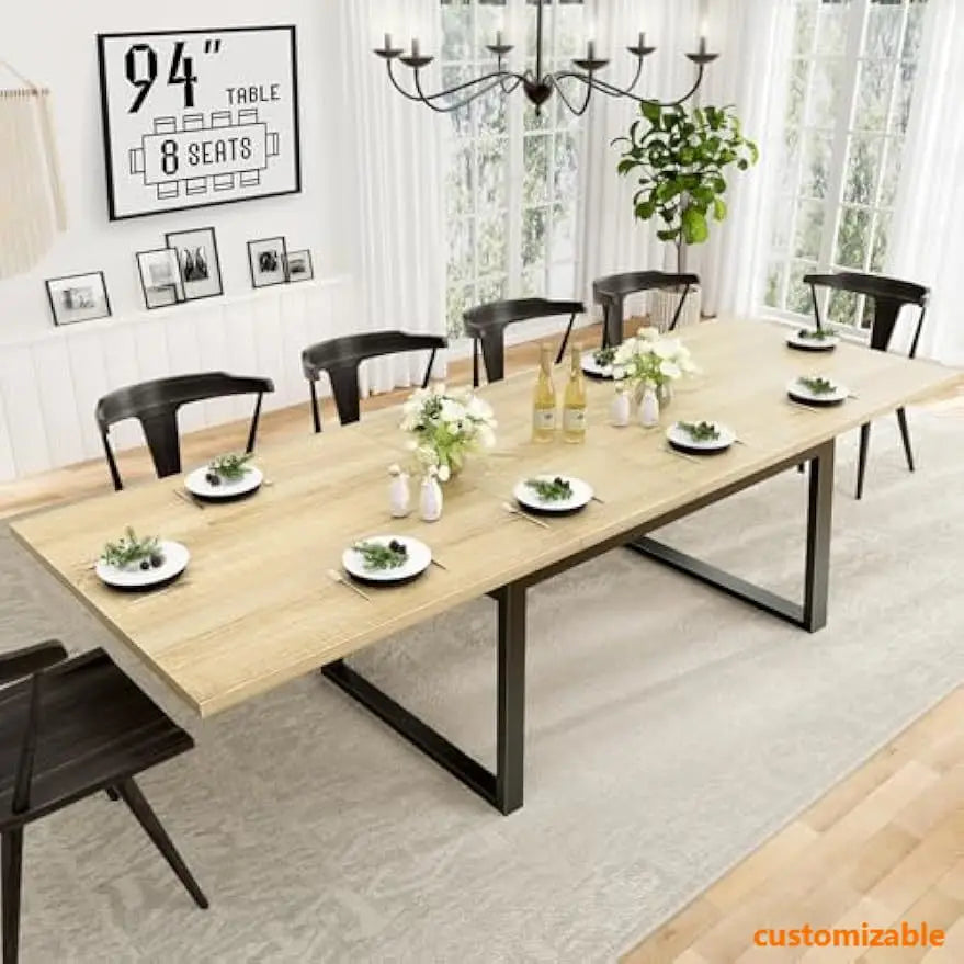 Large Dining Table for 8 - to 10 People 94In Long, Expandable Dinning Kitchen Tables.
