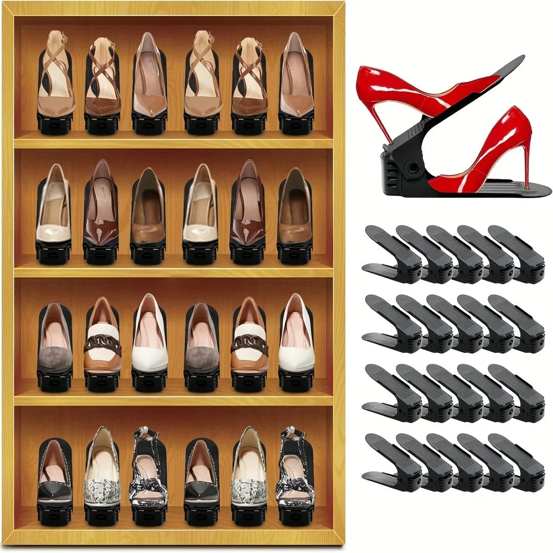 10 Pack Plastic Shoe Rack Adjustable Closet Organizer