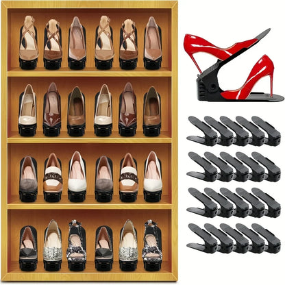 10 Pack Plastic Shoe Rack Adjustable Closet Organizer