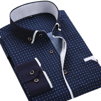 Floral Button Down Men Shirt Brand 2024, Male High Quality Long Sleeve Shirts.