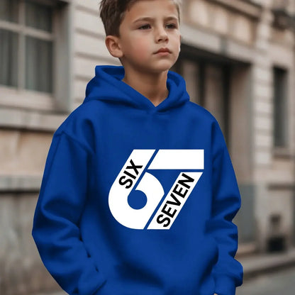 Unisex Graphic Fun 67 Hooded Pullover Sweater Long-sleeved.