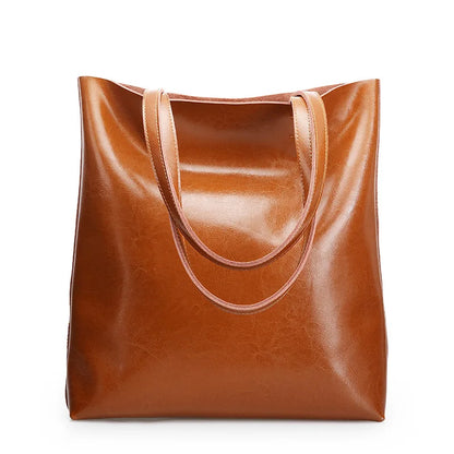 Real Genuine Leather Women's Shoulder Bags | Large Capacity Female Fashion Office Retro Handbag (Cow Leather, Big Bags for Women)