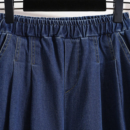 New 2024 Autumn Plus Size Jeans For Women High Elastic Waist Loose Blue Black Color.