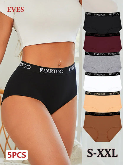FINETOO 5PCS Cotton Seamless High Waist Underwear, Women's Belts Panties Low Waist, Plus Size Lingerie New.