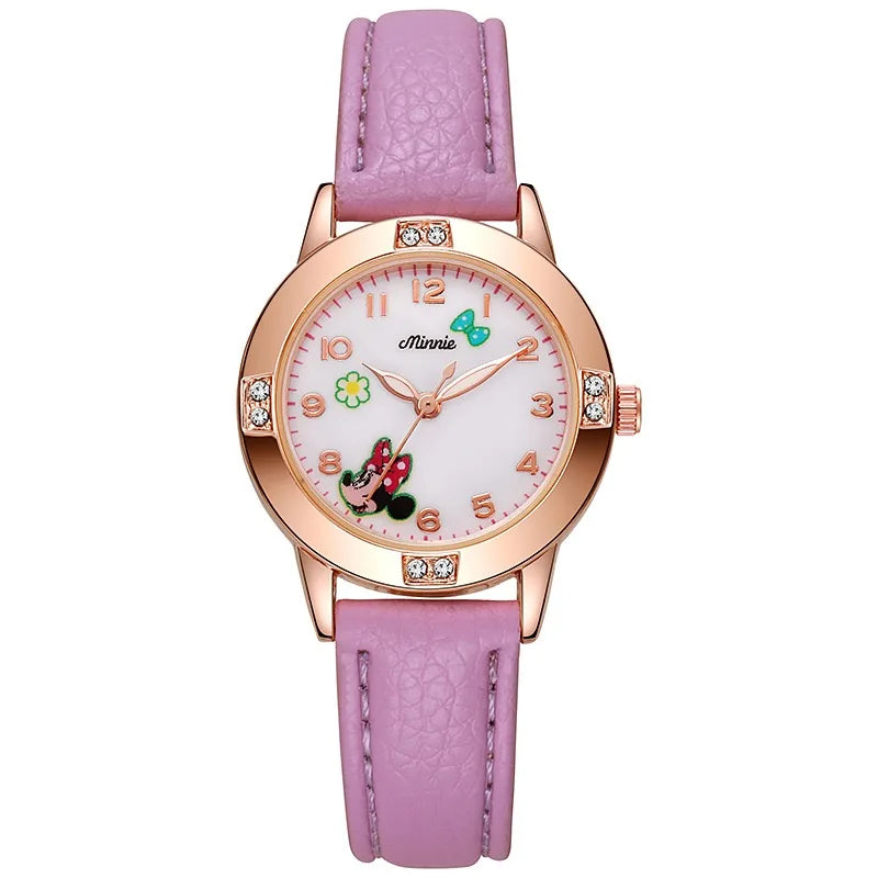 Disney Mickey Minnie Cute Cartoon Girls Quartz Watches, Children's Watch Lovely Girl Wristwatches.