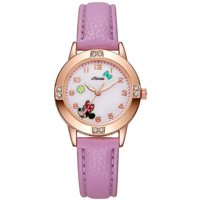 Disney Mickey Minnie Cute Cartoon Girls Quartz Watches, Children's Watch Lovely Girl Wristwatches.