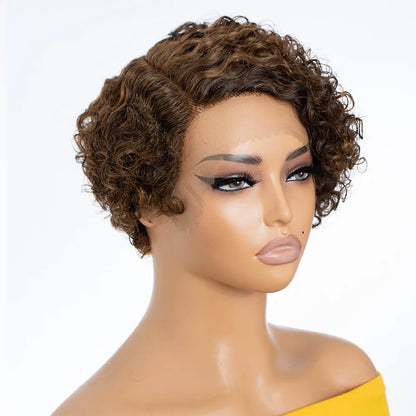 Natural Black Pixie Cut Wig | Short Curly Bob 13x1 Lace Front Human Hair (Pre-Plucked)
