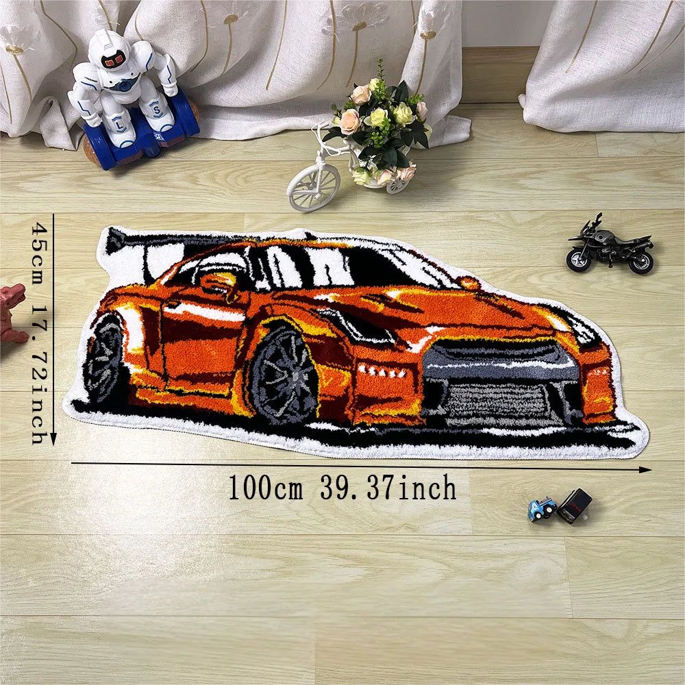 VIKAMA Racing Car Carpet - Soft And Comfortable For Skin Contact, Suitable For Living Room, Bedroom And Bedside Area.
