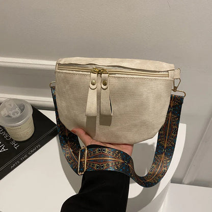 Stylish Hobo Solid Color Satchel | Luxury Designer Chest Bag & Women's PU Leather Waist Bags (Wide Strap Fashion Fanny Shoulder Pack)