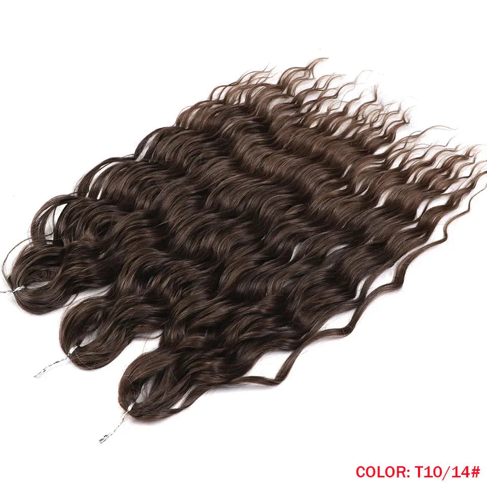 24" Orange Twist Crochet Hair | Synthetic Deep Wave Braiding Hair Extensions | Water Wave Hair | Heat Resistant Fiber | 60 Strands/Pack