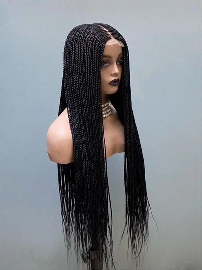 Ready-to-Ship 28" Center Part Box Braids Wig | 13x4 Lace Front | Middle Part | Kanekalon