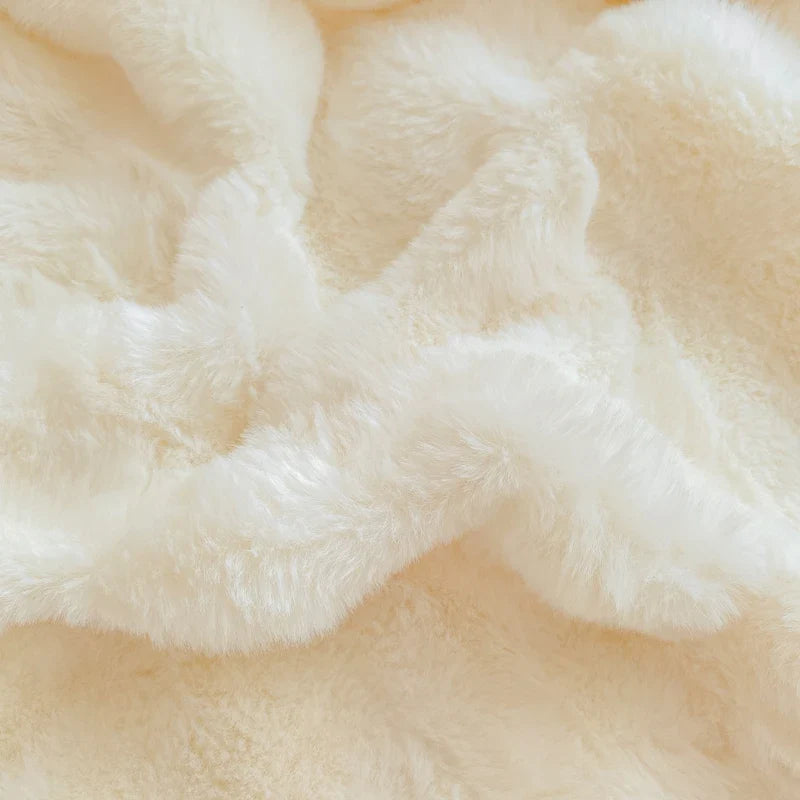 2pcs Fluffy Plush Pillowcase 48x74cm Winter Warm Thickness Soft Rabbit Fleece.
