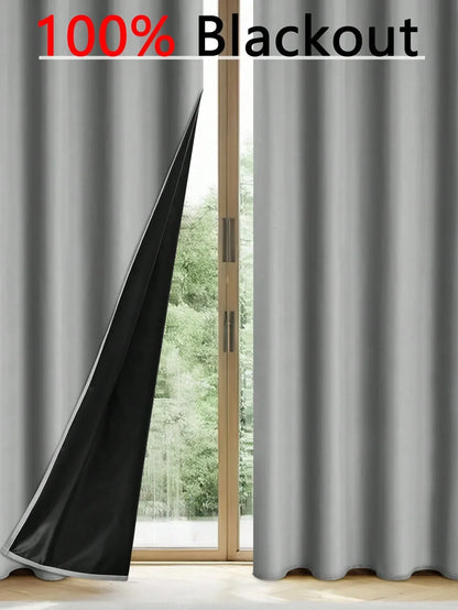 1panel Solid 100% Blackout Curtains with Grommets, Total Privacy Drapes for Bedroom, Living Room, Home Decor.