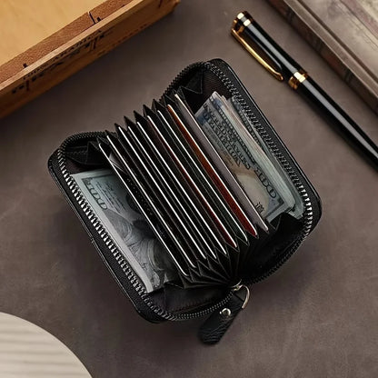 Vintage Leather Wallet, Slim Card Holder with 12 Slots Unisex.
