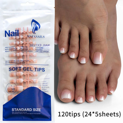 100PCS Short Square False Toenail Tips, Full Cover Acrylic Nail Art.