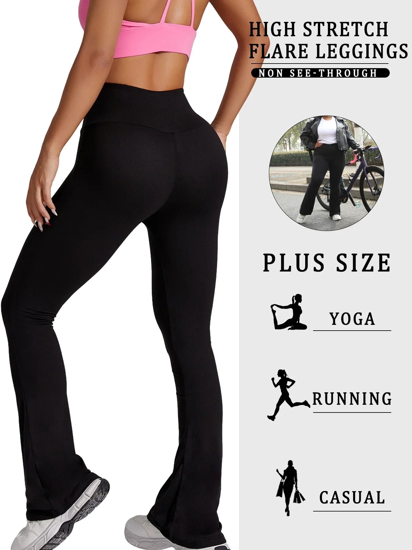 Plus Size Women's Super Soft High Waisted Flare Pant, Soft Bootleg Bell Bottoms.