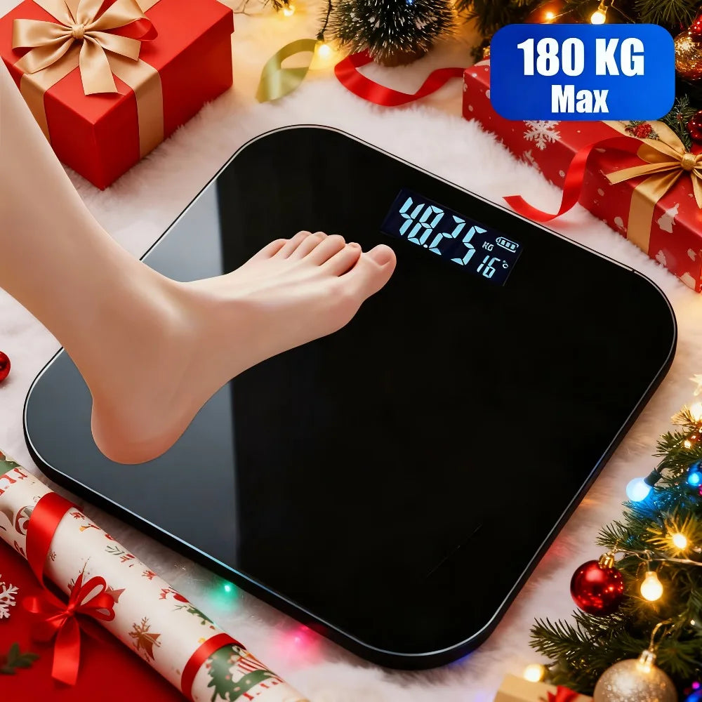 High-Precision Bathroom Scale, Electronic Scale, Accurate, with LED Display And Temperature Reading Switchable Between