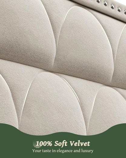 King Size Bed Frame with 56" Headboard - 1000LBS Capacity Support, Velvet Upholstered Wingback Platform Bed Frame.