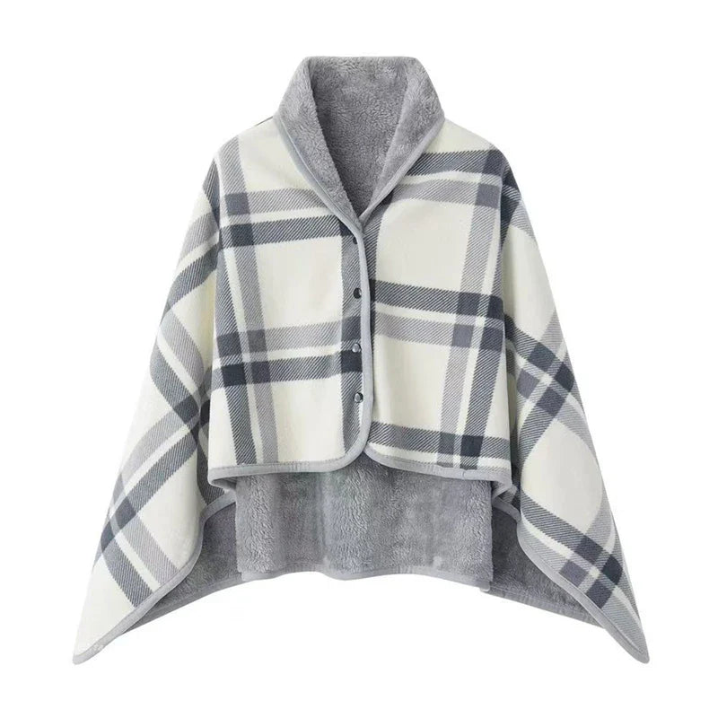 Winter Wearable Shawl Blanket, Warm Flannel Casual Office Blanket, with Button.