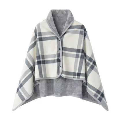 Winter Wearable Shawl Blanket, Warm Flannel Casual Office Blanket, with Button.