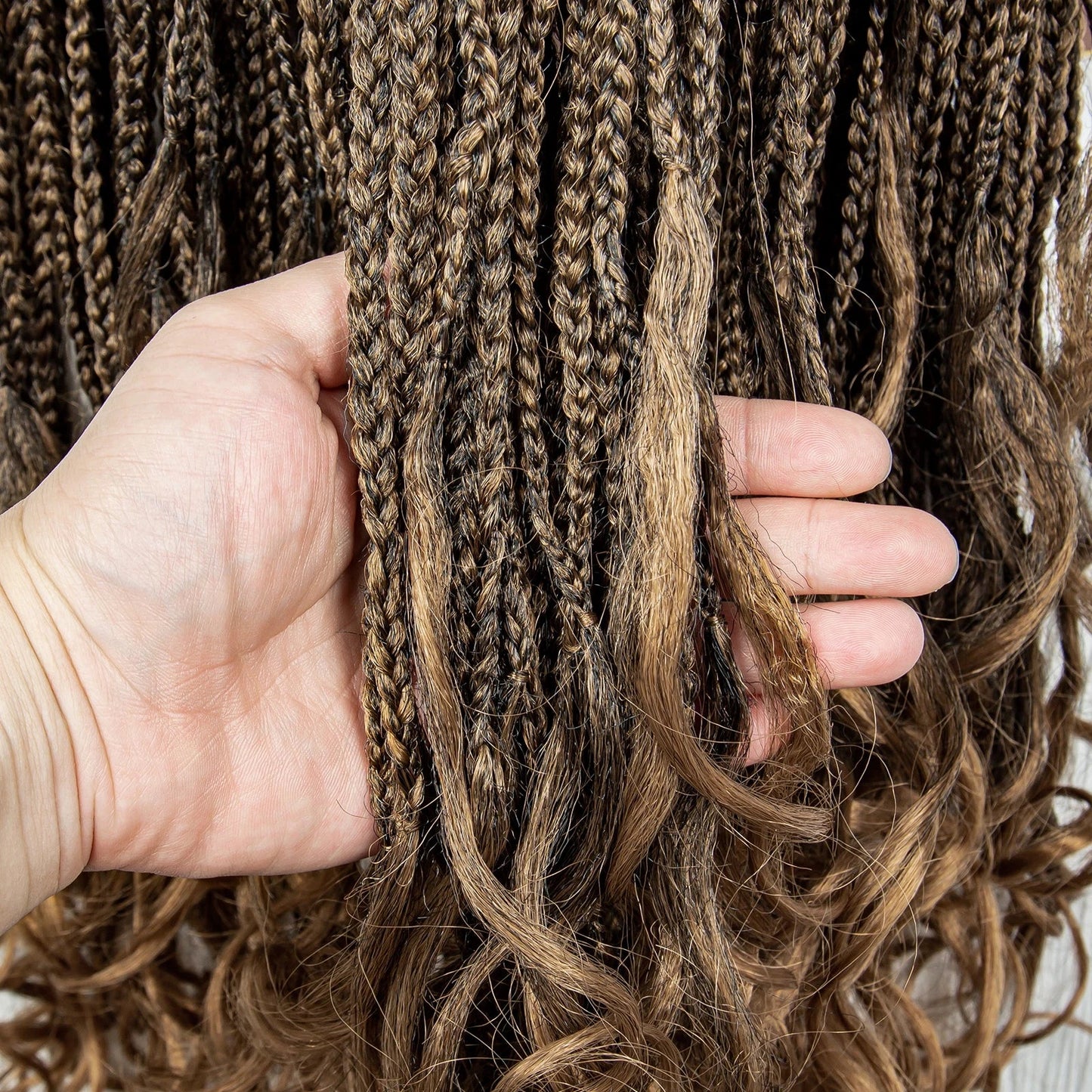 36" Water Wave Braided Wig | Lace Front | Baby Hair | Long Braids