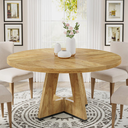 Round Dining Table for 4, 47 Inch Farmhouse Kitchen Table, for Dining Room.