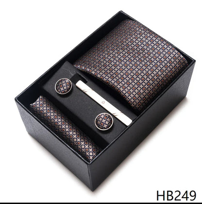 8 cm Wide Tie Sets Blue Solid Men's Neck Tie Handkerchief Cufflinks Clip Gift Silk Handmade