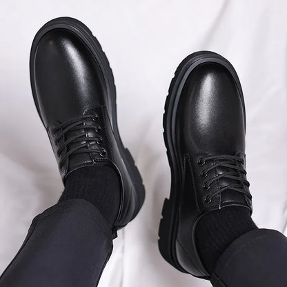 Men Soft Leather Breathable Casual Shoes, Spring, Autumn Season, Comfortable Business Formal Flats.