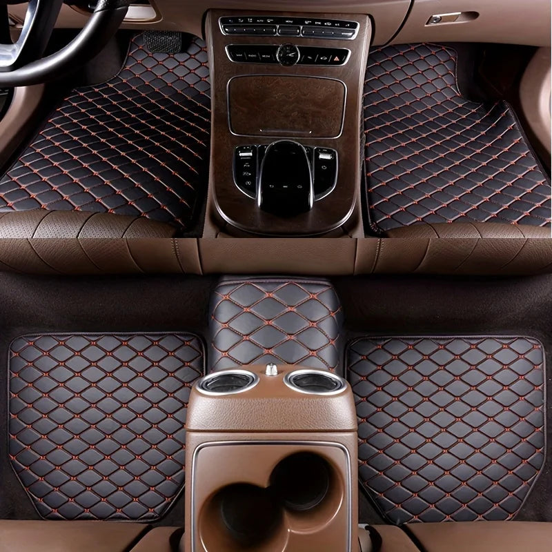 5Pcs Car Floor Mats Leather, Protector pads Universal
