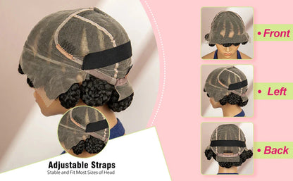 Natural Color Bantu Knot Braided Wig | Cornrow Braids | Full Lace | Heat Resistant Synthetic Wig | African Women