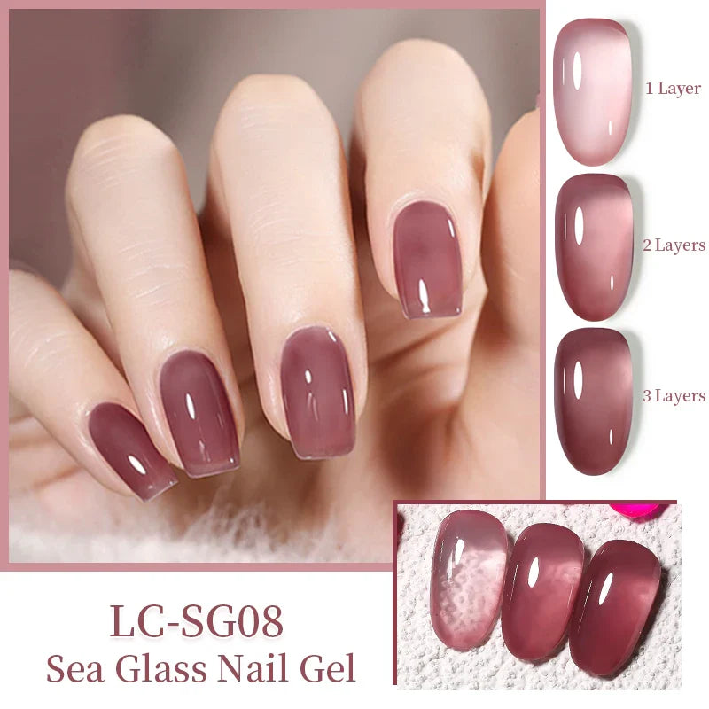LILYCUTE 4/5Pcs/Set 7ML Nude Pink Gel Nail Polish, and Translucent Jelly Nail Art Gel, Semi Permanent Design Manicure Set.