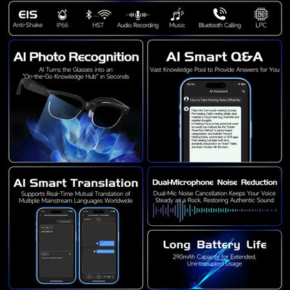 4K HD Color Changing AI Smart Glasses, 800W Pixel Camera, Bluetooth Call, Voice Assistant Control ,Smart Sports Glasses 2026 Hot.