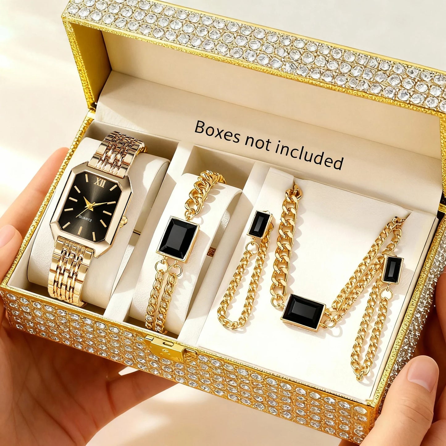 5PCS/Set Elegant Rectangle Women Watches, Fashion Ladies Quartz Wristwatch Jewelry Set.