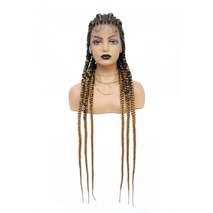 36" Jumbo Knotless Box Braids Wig | Incoo Full Lace Cornrow Wig | Transparent Lace | African Braided Hair