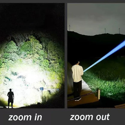 Aluminum Alloy Rechargeable LED Flashlight, Power Display, High Power Torch Light Waterproof.