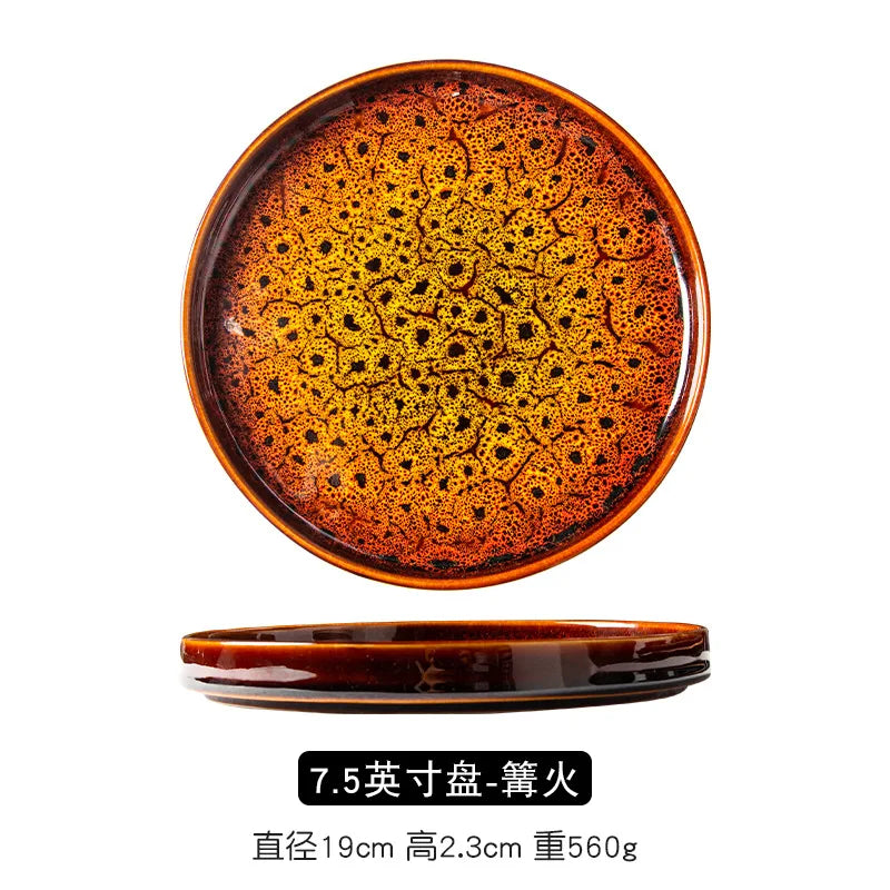 Ceramic household dish Ceramic dumpling plate ins high appearance level Western plate Japanese round tray
