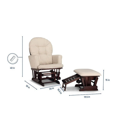 White/Gray Cleanable Glider & Ottoman Set - Semi-Upholstered, Nursing-Friendly for Nursery.