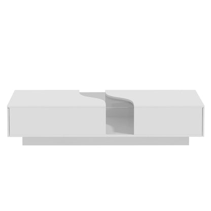 55.1'' Wide Modern Coffee Table With 2 Drawers & LED Lights.