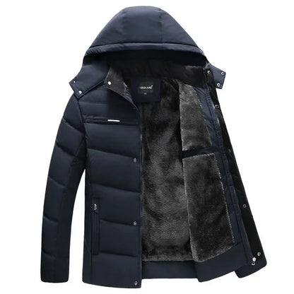 Men -15 Degree Thicken Warm Parkas Hooded Fleece Men Jackets.