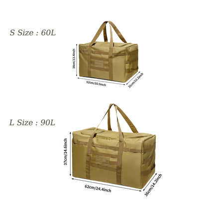 Large Duffle Bag (60L/90L Capacity Optional) - For Gear Load Out, Camping Storage, Deployment Cargo & Travel Sports Equipment.
