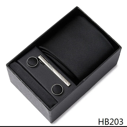 8 cm Wide Tie Sets Blue Solid Men's Neck Tie Handkerchief Cufflinks Clip Gift Silk Handmade