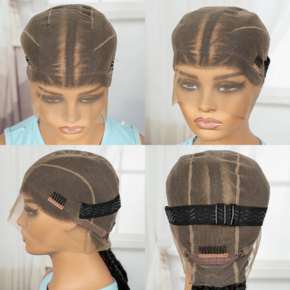 36" Full Lace Cornrow Braided Wig | Knotless Braids | Synthetic Natural Braided Lace Wig with Baby Hair for Black Women