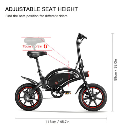 D3F Adult e-bike 250W, 36V10AH Battery, Electric Bike 14 Inch Tire Folding E-bike.