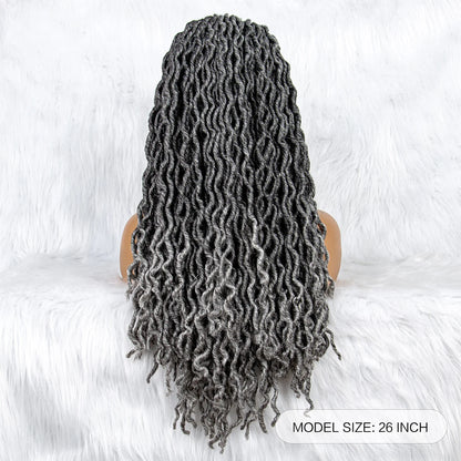 Knotless Box Braided Wig with Curly Ends & Baby Hair | Synthetic Lace Front Wig for Black Women