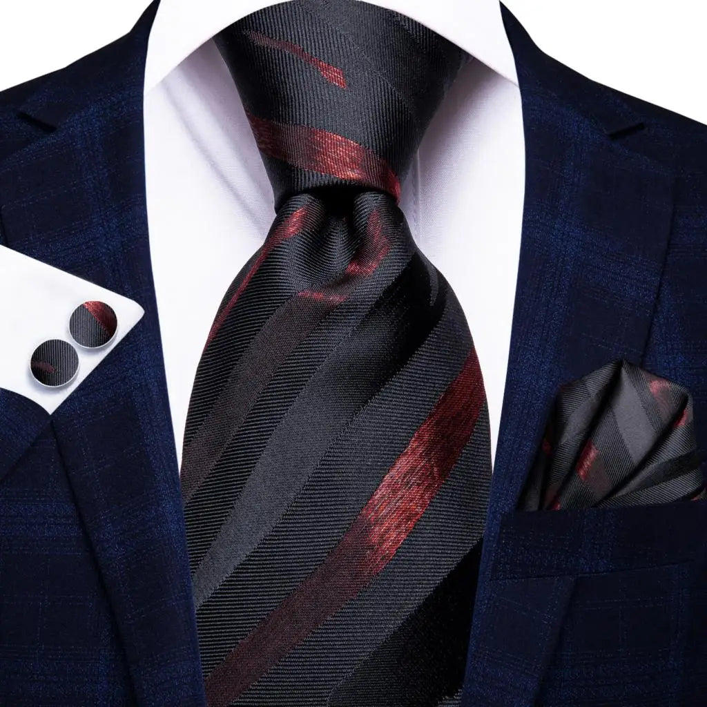Hi-Tie Paisley Wine Red 100% Silk Men Neck Ties 8.5cm  Formal, Business Luxury Neckties.