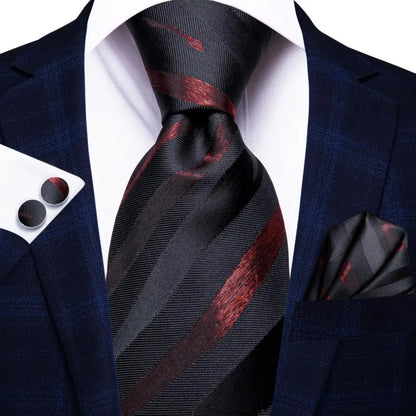 Hi-Tie Paisley Wine Red 100% Silk Men Neck Ties 8.5cm  Formal, Business Luxury Neckties.