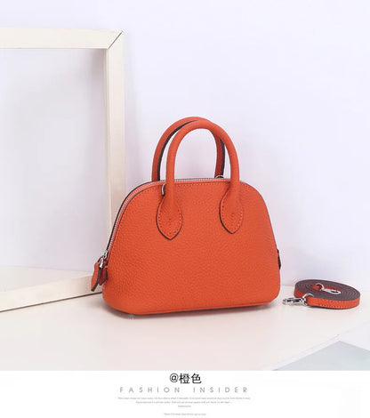 Shell Bag Women's Messenger Bag | Cow Leather Simple Shoulder Bag & Fashion Ladies Classic Handbag (Small Mobile Phone Crossbody Bag)