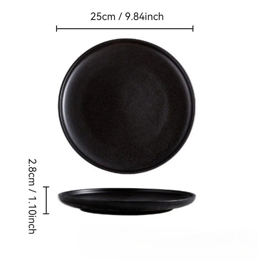 Ceramics Plate Set Home Black Plates  Japanese Style
