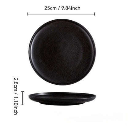 Ceramics Plate Set Home Black Plates  Japanese Style